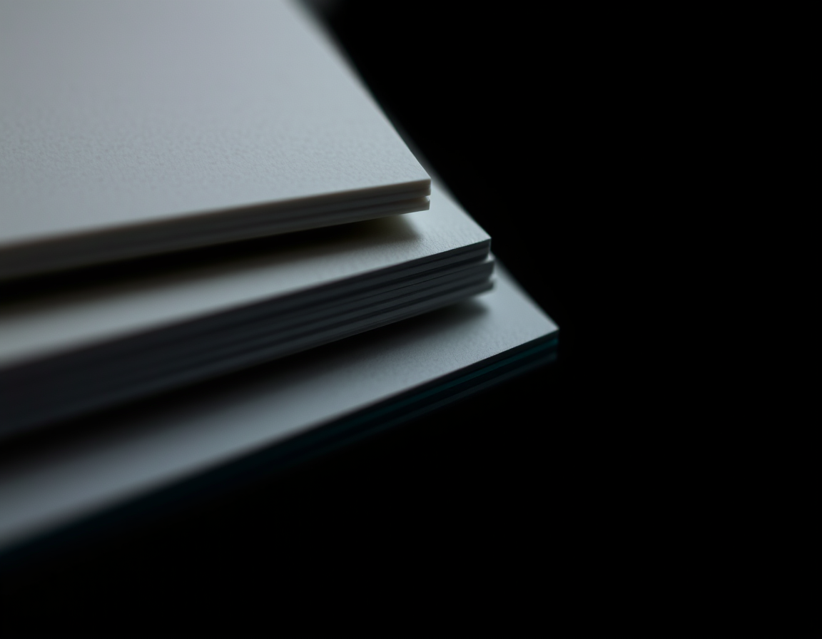 Placeholder material study — Layered edges of rigid sheet substrates